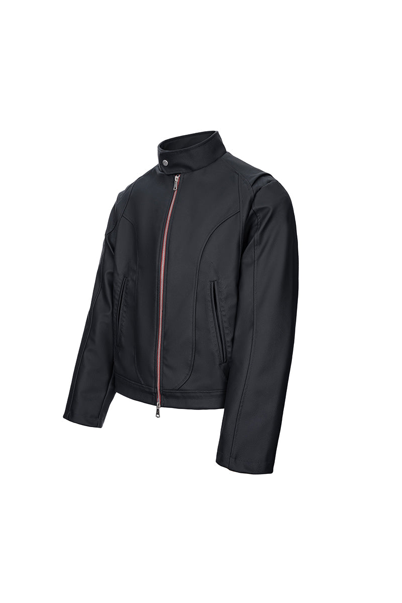 CATSSTAC Red Blade Faux Leather Moto Jacket