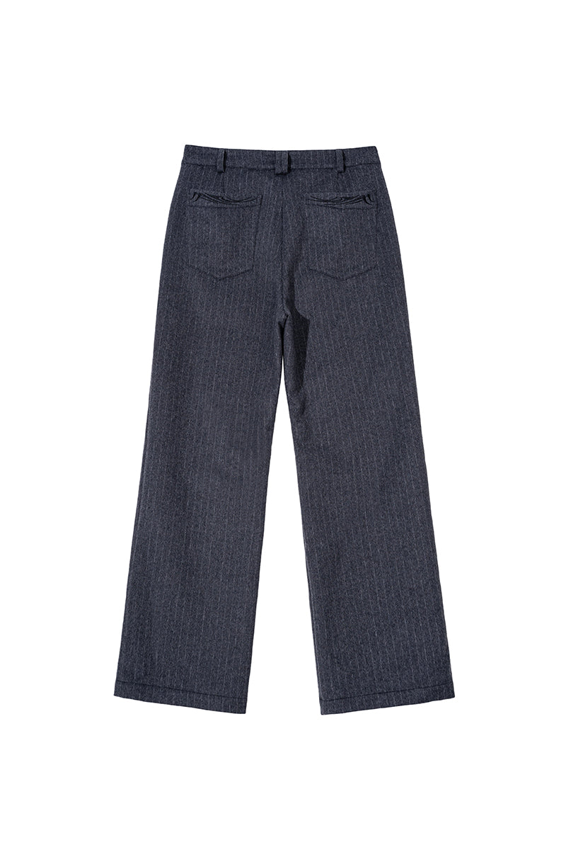 CATSSTAC Swallowtail 40% Wool Striped Straight-Leg Wool Trousers