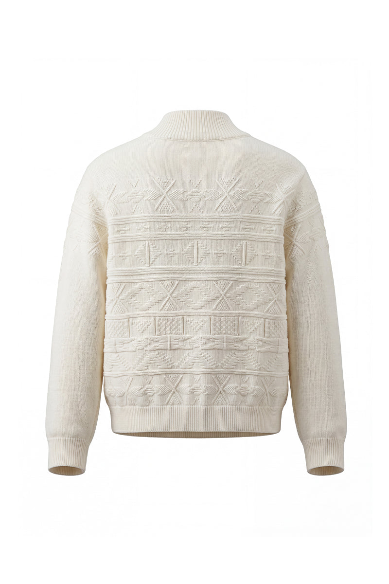 CATSSTAC Greenland Totem Lyocell Wool Stand-Collar Cardigan