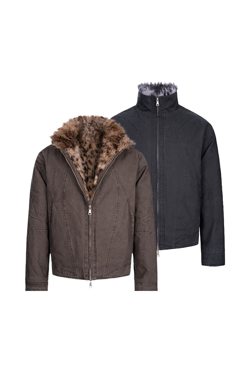CATSSTAC Nightstrike Leopard-Lined Heavyweight Washed Canvas Jacket