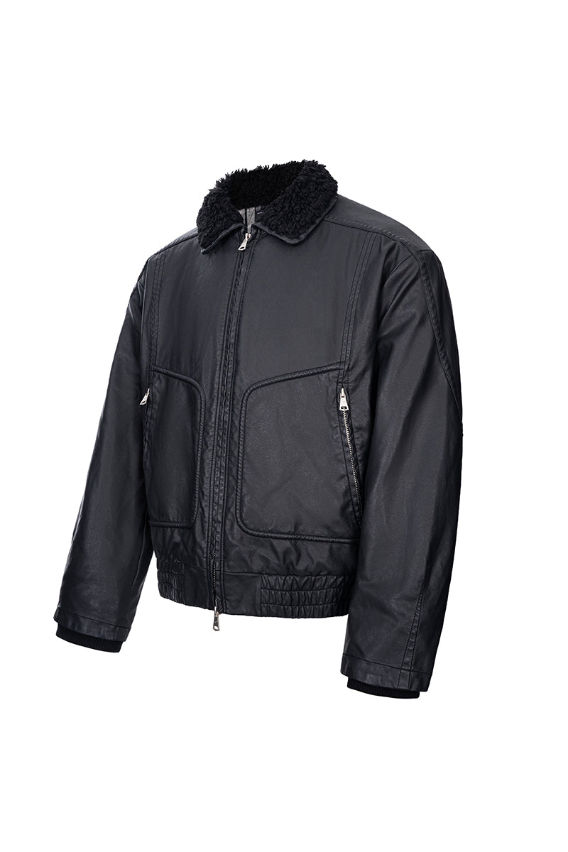 CATSSTAC Safari B2 Wool-Lined Washed Faux Leather Jacket