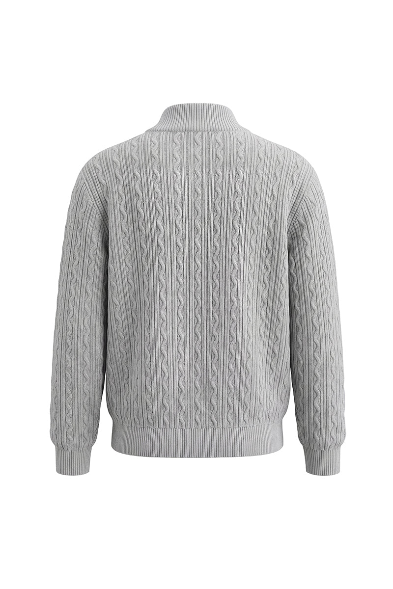 CATSSTAC Embossed Manor Wool-Blend Zip Cardigan