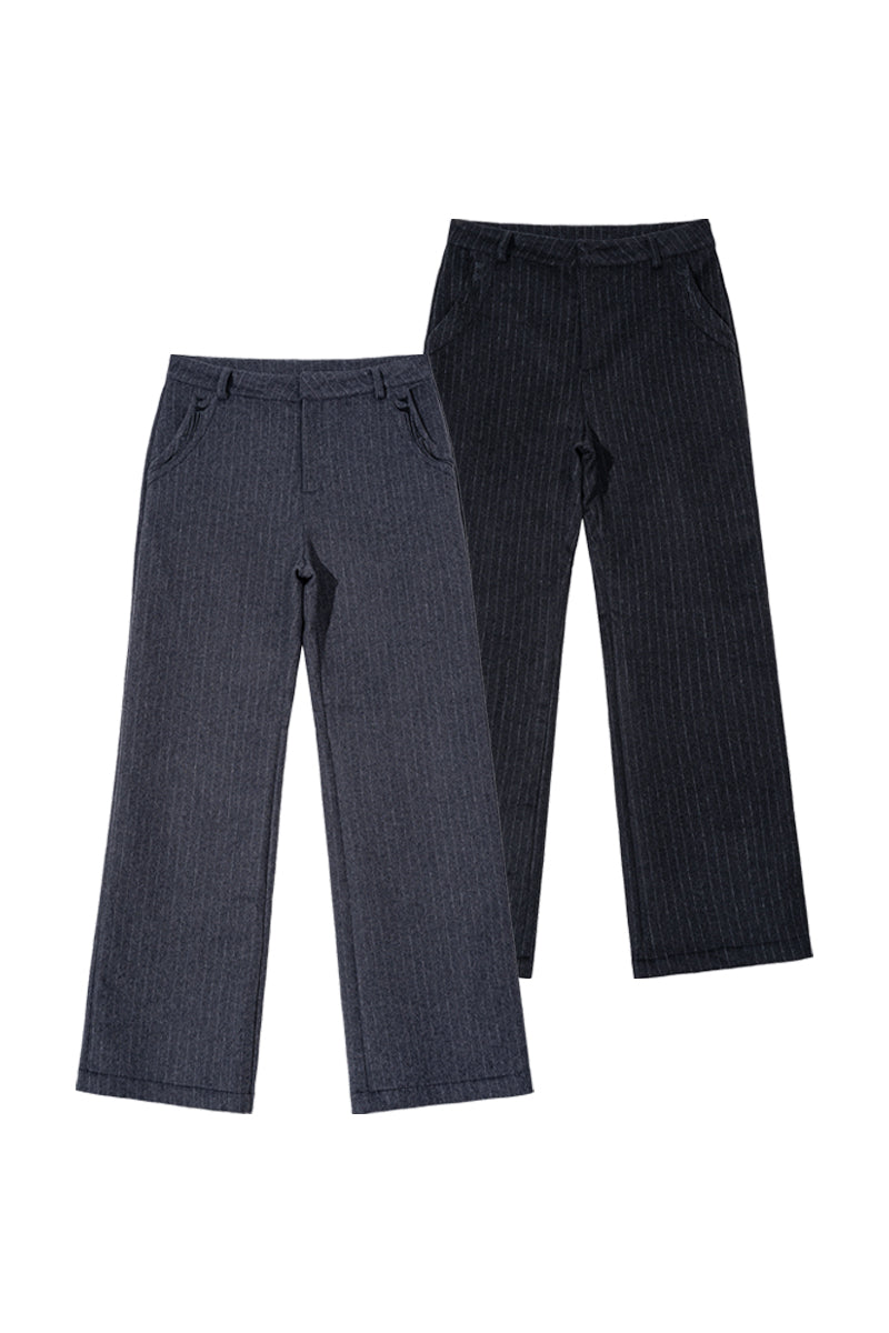 CATSSTAC Swallowtail 40% Wool Striped Straight-Leg Wool Trousers