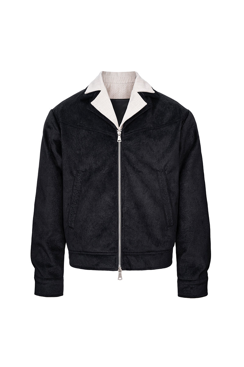 CATSSTAC Faux-layered patterned suede jacket