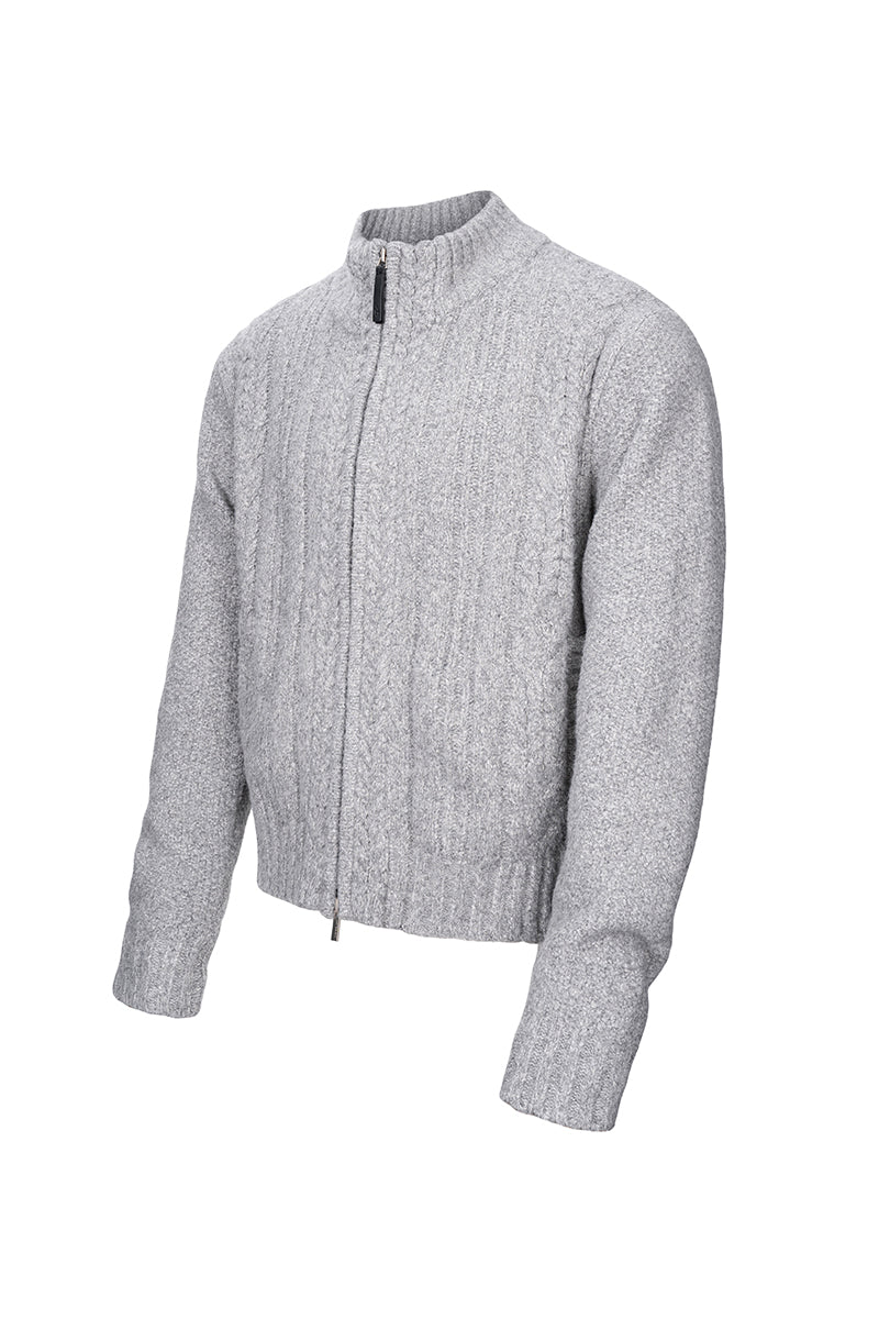 CATSSTAC Ridge Chunky Cable-Knit Zip-Up Cardigan