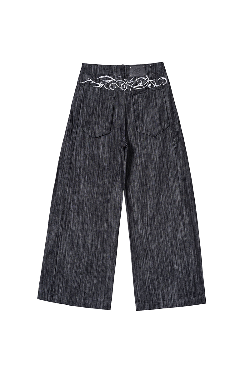 CATSSTAC Thorn-pattern A-line raw denim jeans