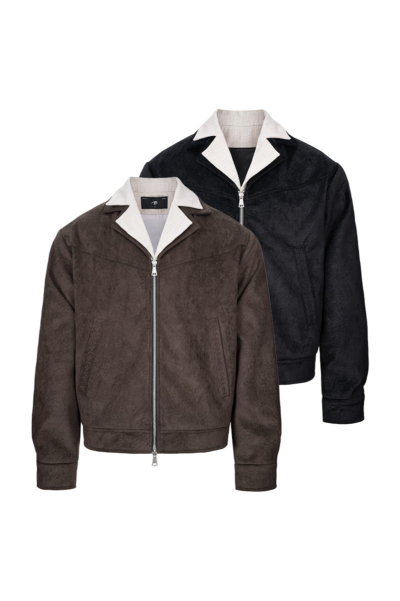 CATSSTAC Faux-layered patterned suede jacket