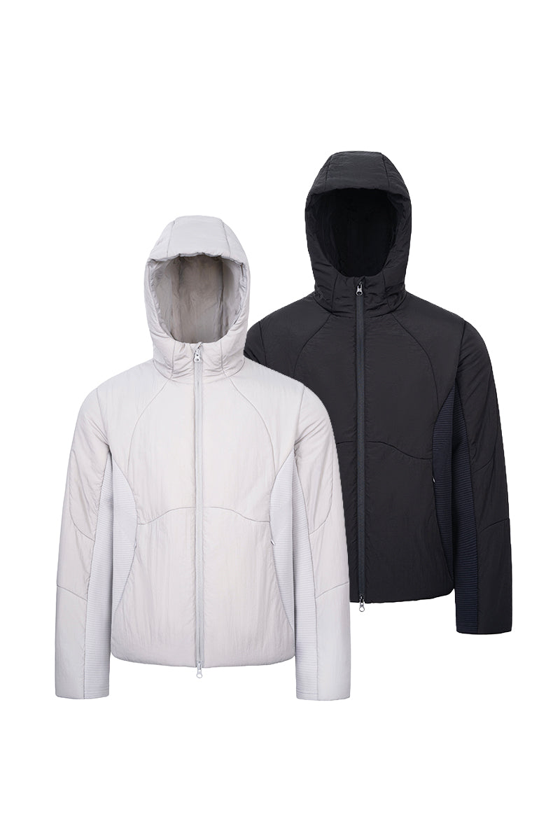 CATSSTAC Mist Wool-Lined Hooded Seamless Knit Puffer Jacket