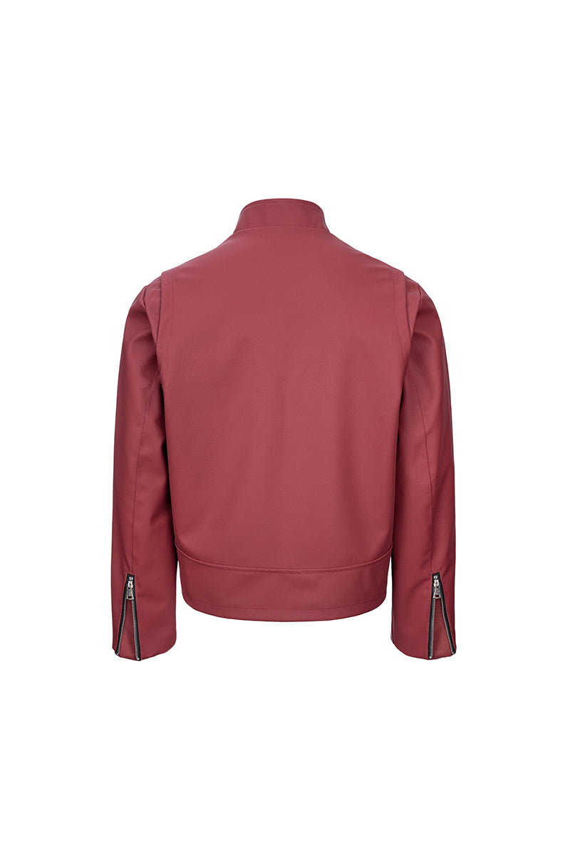 CATSSTAC Red Blade Faux Leather Moto Jacket