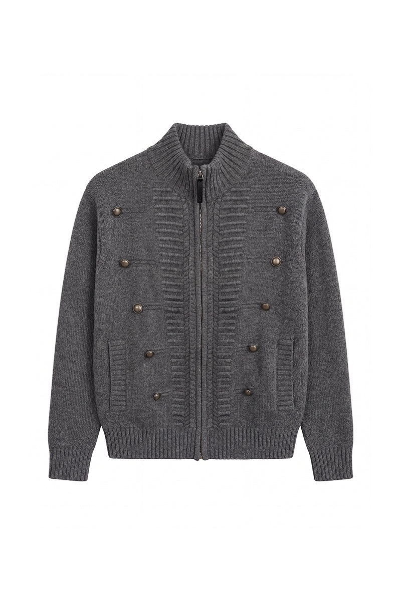 CATSSTAC Napoleon 3D Wool-Blend Zip Cardigan