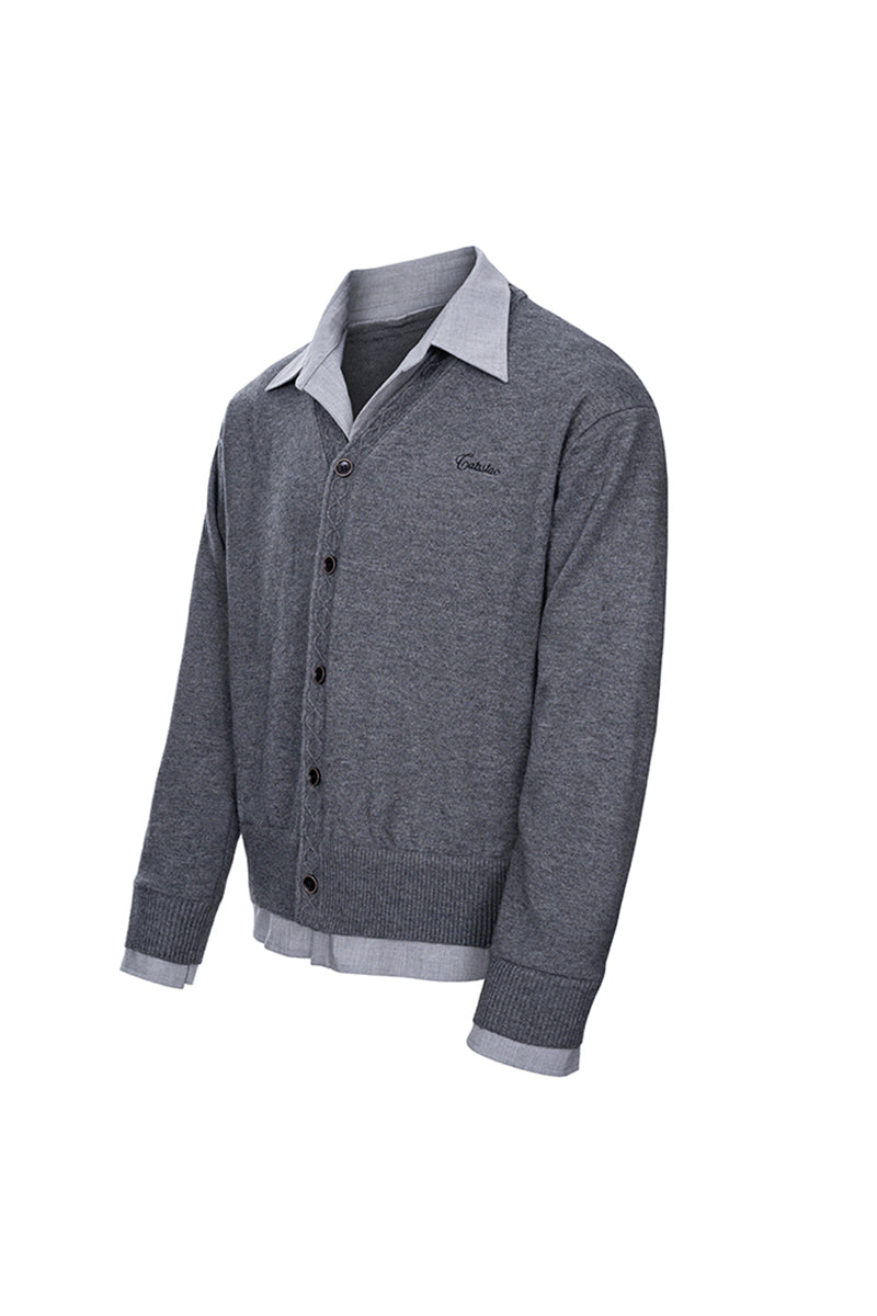 CATSSTAC Mock-layered cardigan sweater