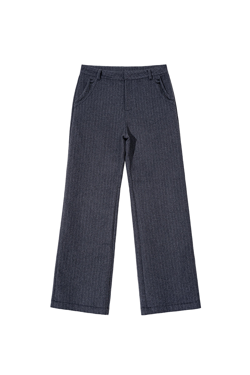 CATSSTAC Swallowtail 40% Wool Striped Straight-Leg Wool Trousers