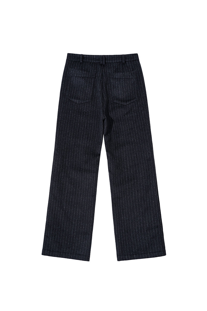 CATSSTAC Swallowtail 40% Wool Striped Straight-Leg Wool Trousers