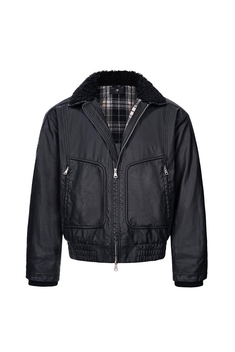 CATSSTAC Safari B2 Wool-Lined Washed Faux Leather Jacket