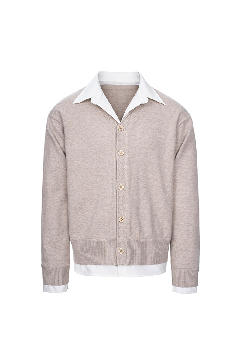 CATSSTAC Mock-layered cardigan sweater
