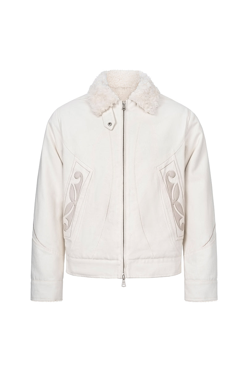 CATSSTAC Vine Applique Heavyweight Denim Sherpa Jacket