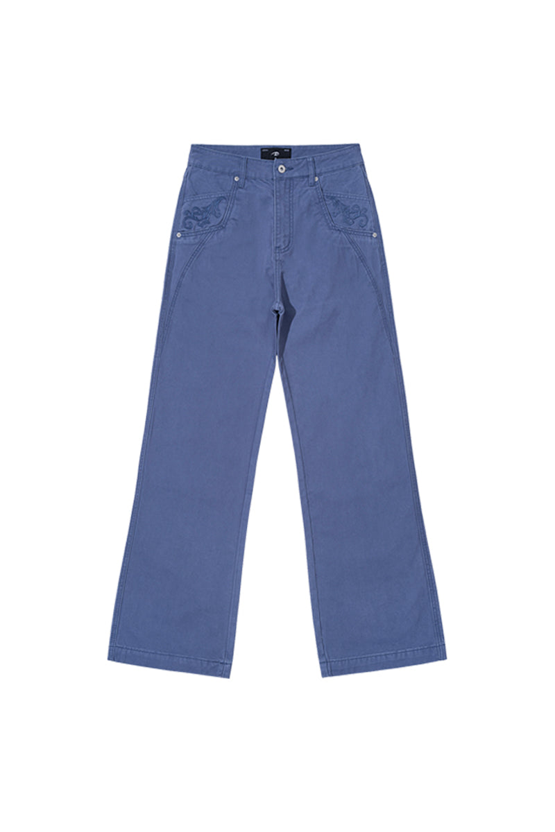 CATSSTAC Embroidered Straight-Leg Washed Work Pants