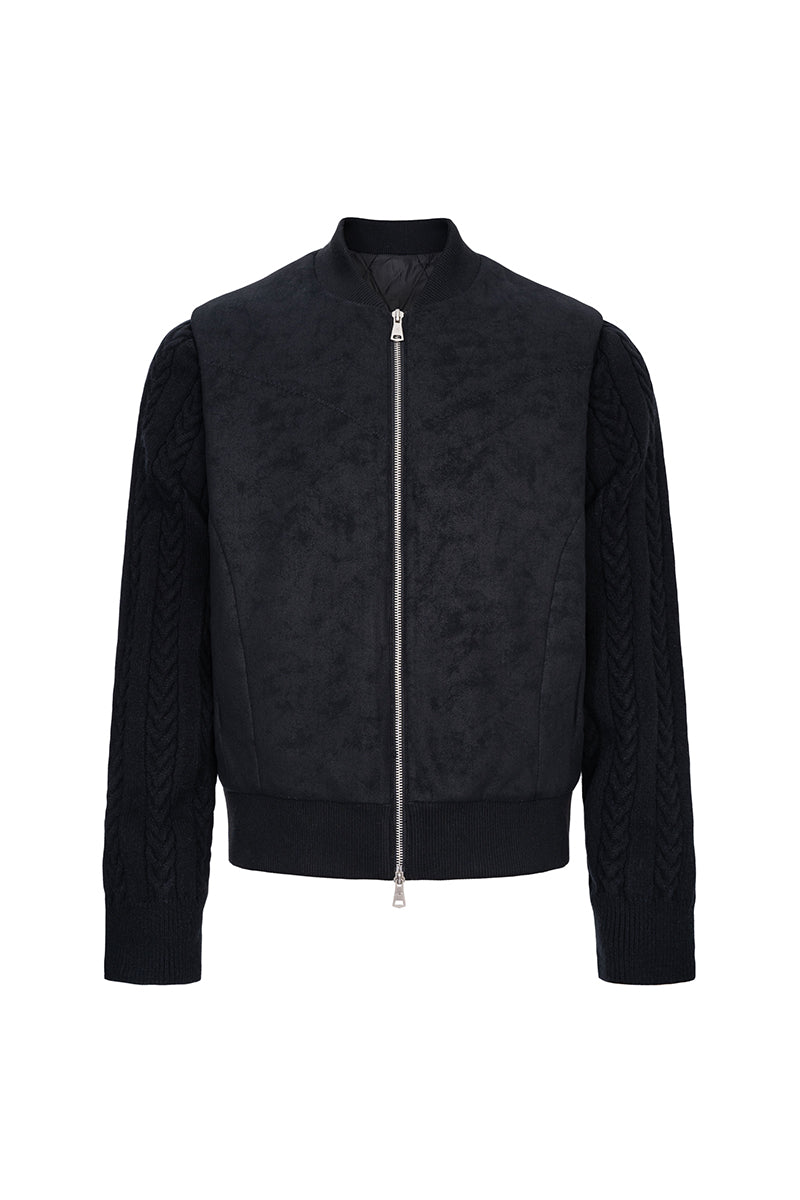 CATSSTAC Berlin Knit-Sleeve Wool-Lined Bomber Jacket