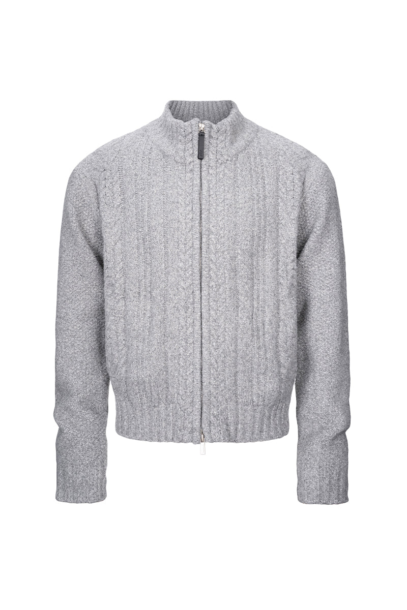 CATSSTAC Ridge Chunky Cable-Knit Zip-Up Cardigan