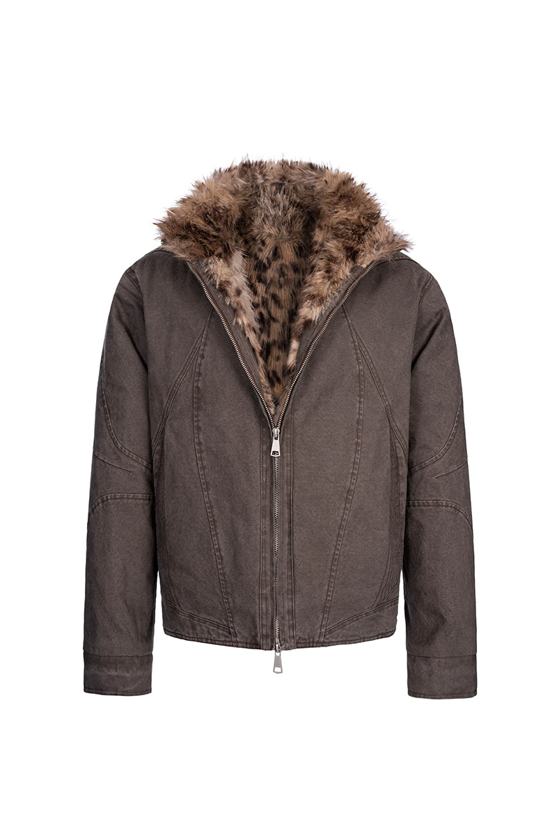 CATSSTAC Nightstrike Leopard-Lined Heavyweight Washed Canvas Jacket