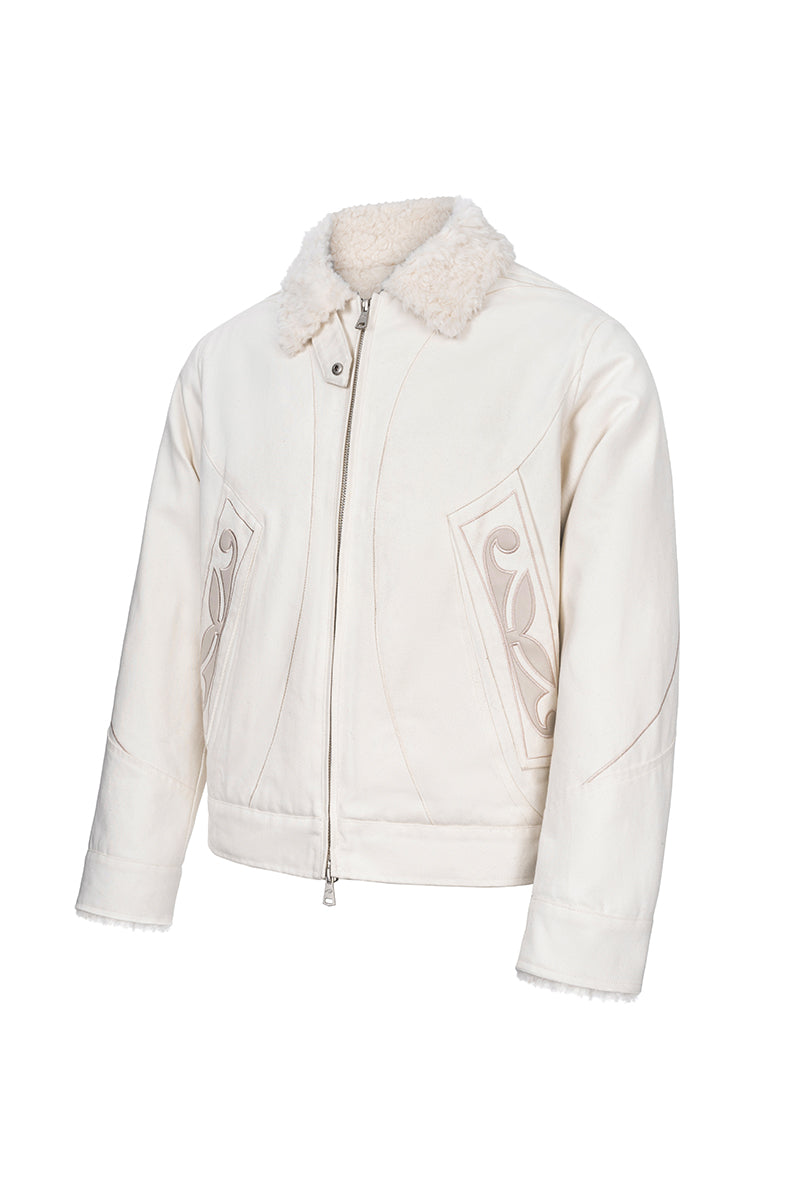 CATSSTAC Vine Applique Heavyweight Denim Sherpa Jacket