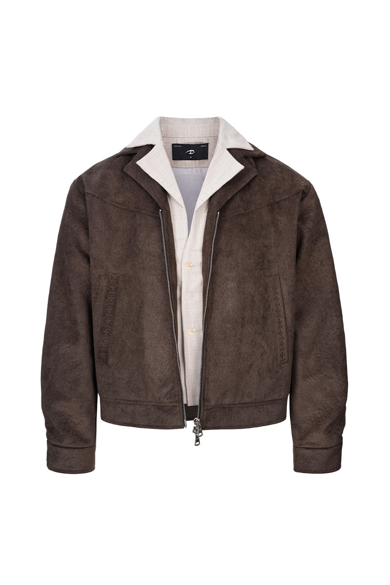 CATSSTAC Faux-layered patterned suede jacket
