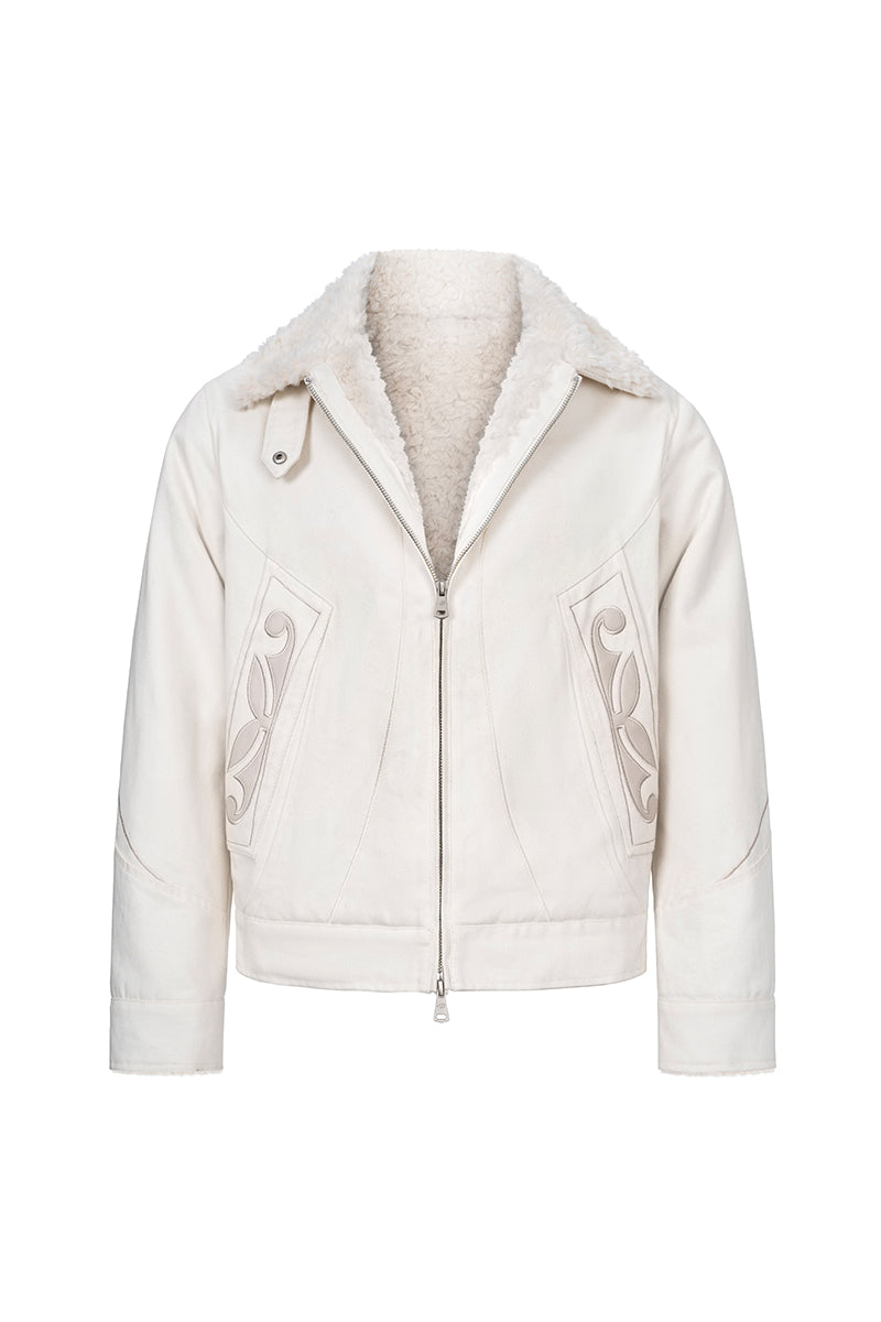 CATSSTAC Vine Applique Heavyweight Denim Sherpa Jacket
