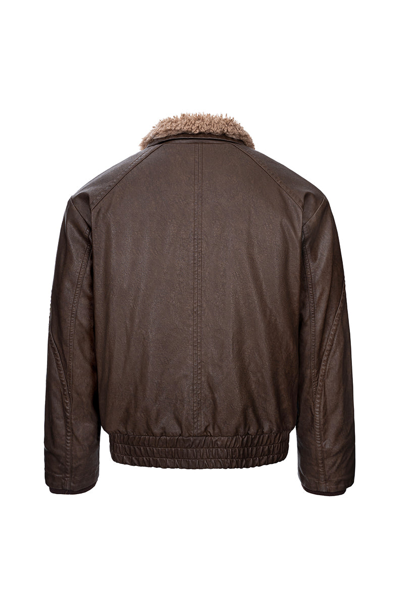 CATSSTAC Safari B2 Wool-Lined Washed Faux Leather Jacket