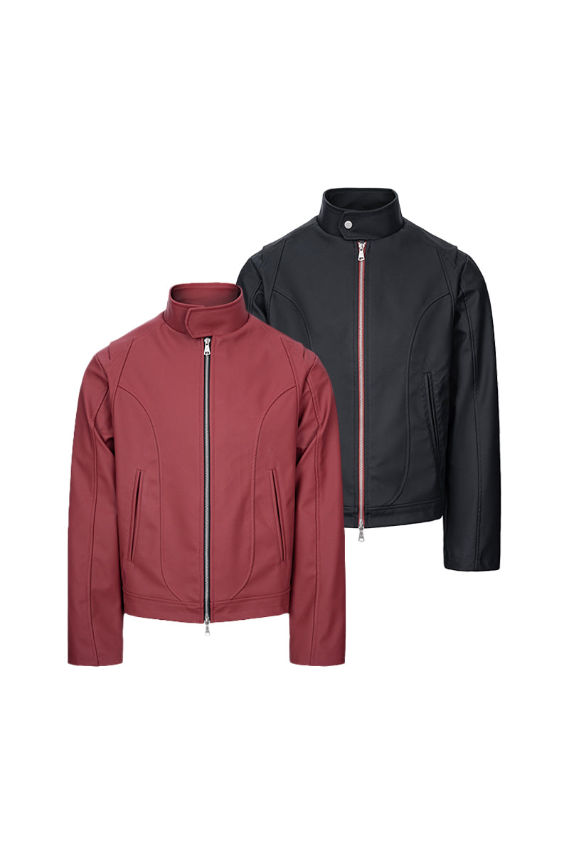 CATSSTAC Red Blade Faux Leather Moto Jacket