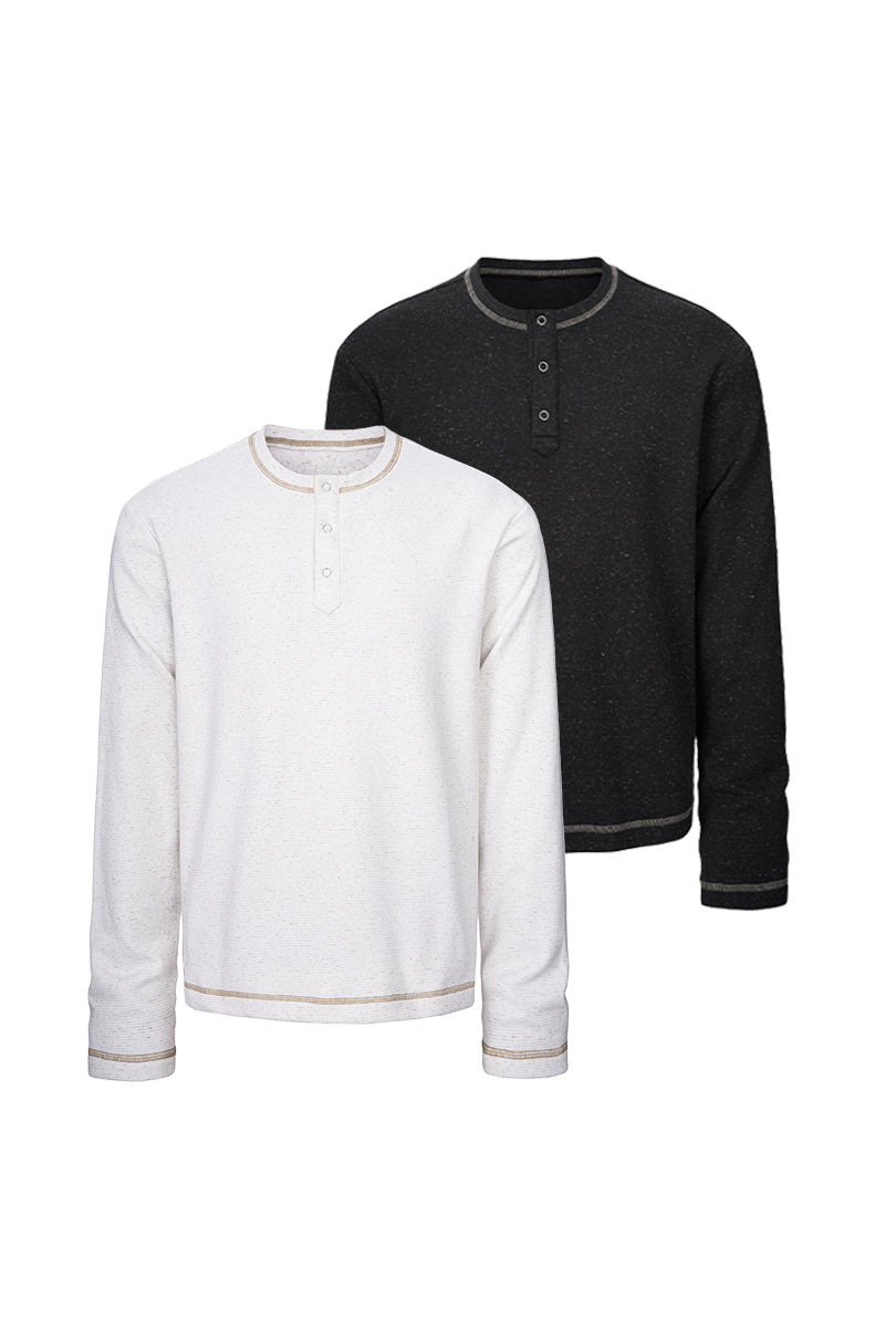 CATSSTAC Dusk Linen Fleece Striped Henley