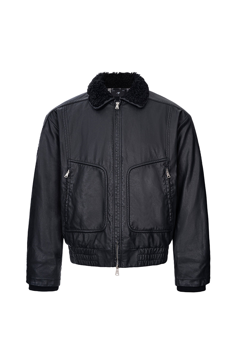 CATSSTAC Safari B2 Wool-Lined Washed Faux Leather Jacket