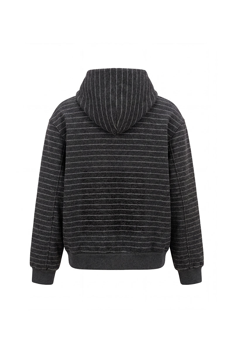 CATSSTAC Striped fleece-lined wool hooded cardigan