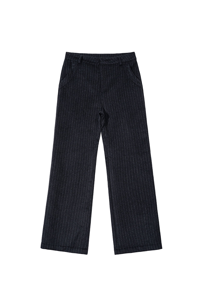 CATSSTAC Swallowtail 40% Wool Striped Straight-Leg Wool Trousers