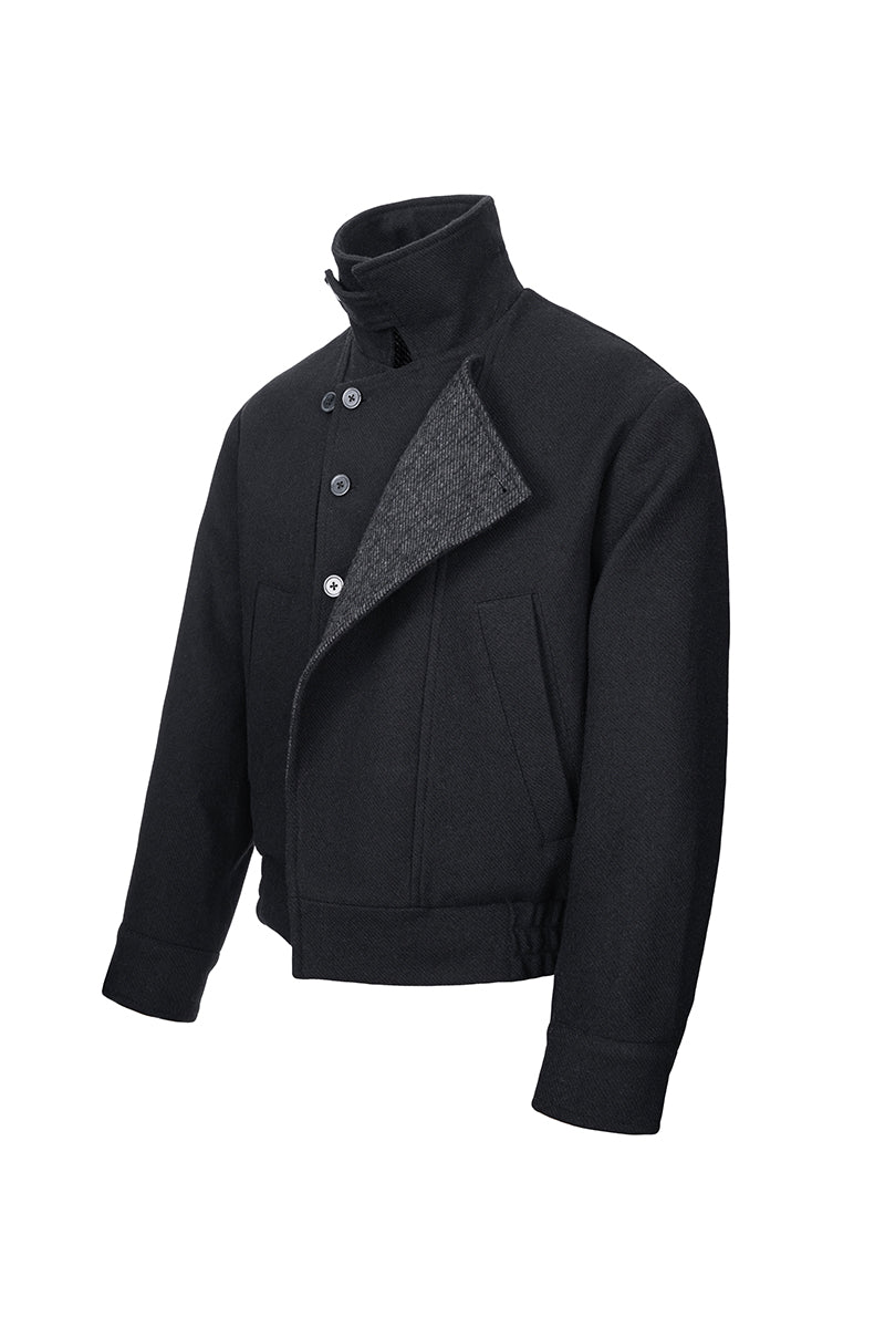 CATSSTAC Inkfold Double-Placket 40% Wool-Blend Cropped Jacket