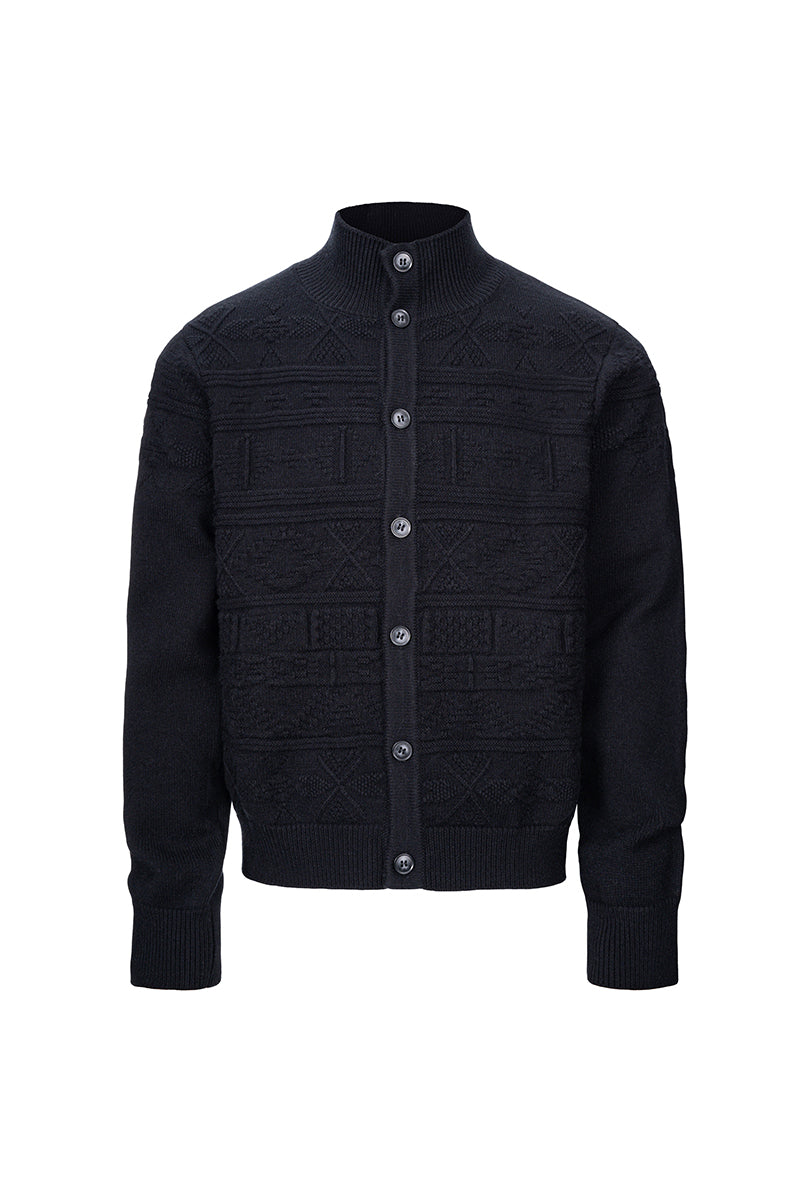 CATSSTAC Greenland Totem Lyocell Wool Stand-Collar Cardigan
