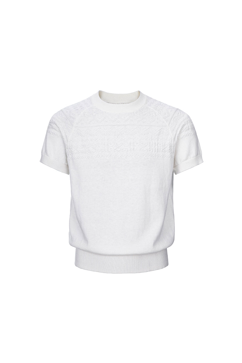 CATSSTAC Cashmere Fair Isle Short-Sleeve Top