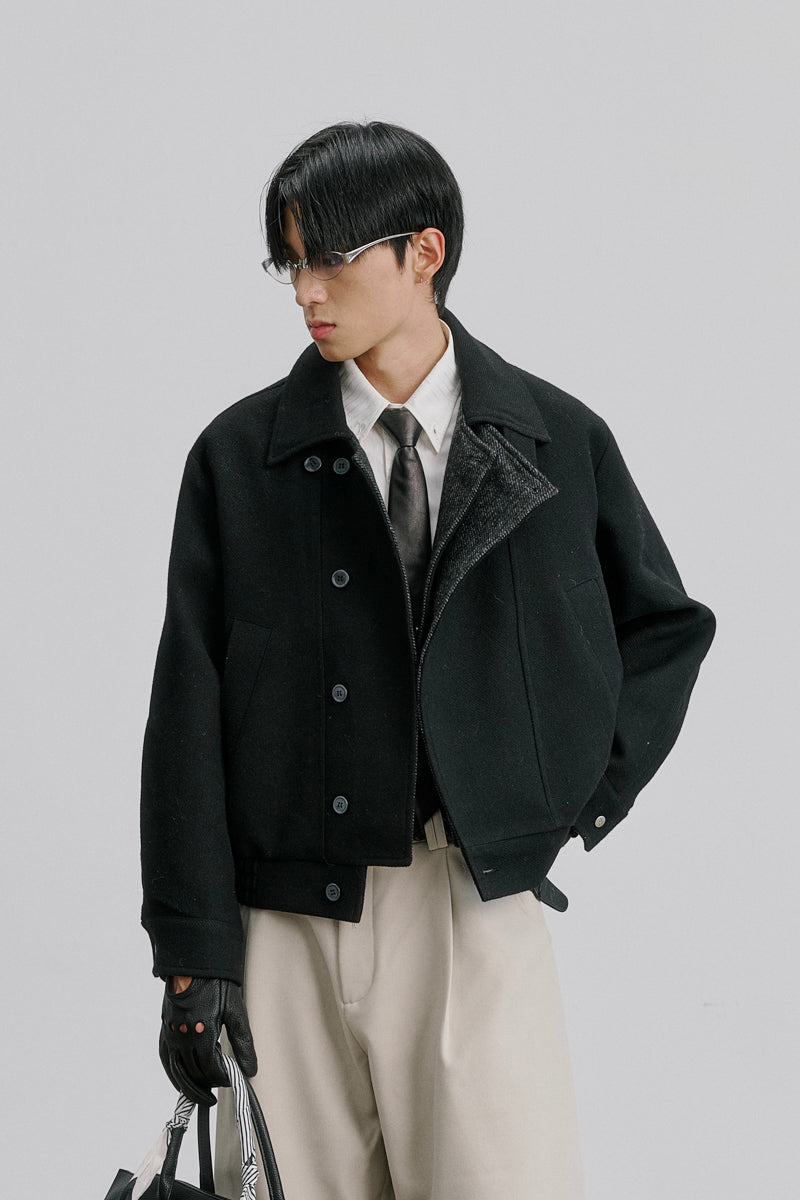 CATSSTAC Inkfold Double-Placket 40% Wool-Blend Cropped Jacket