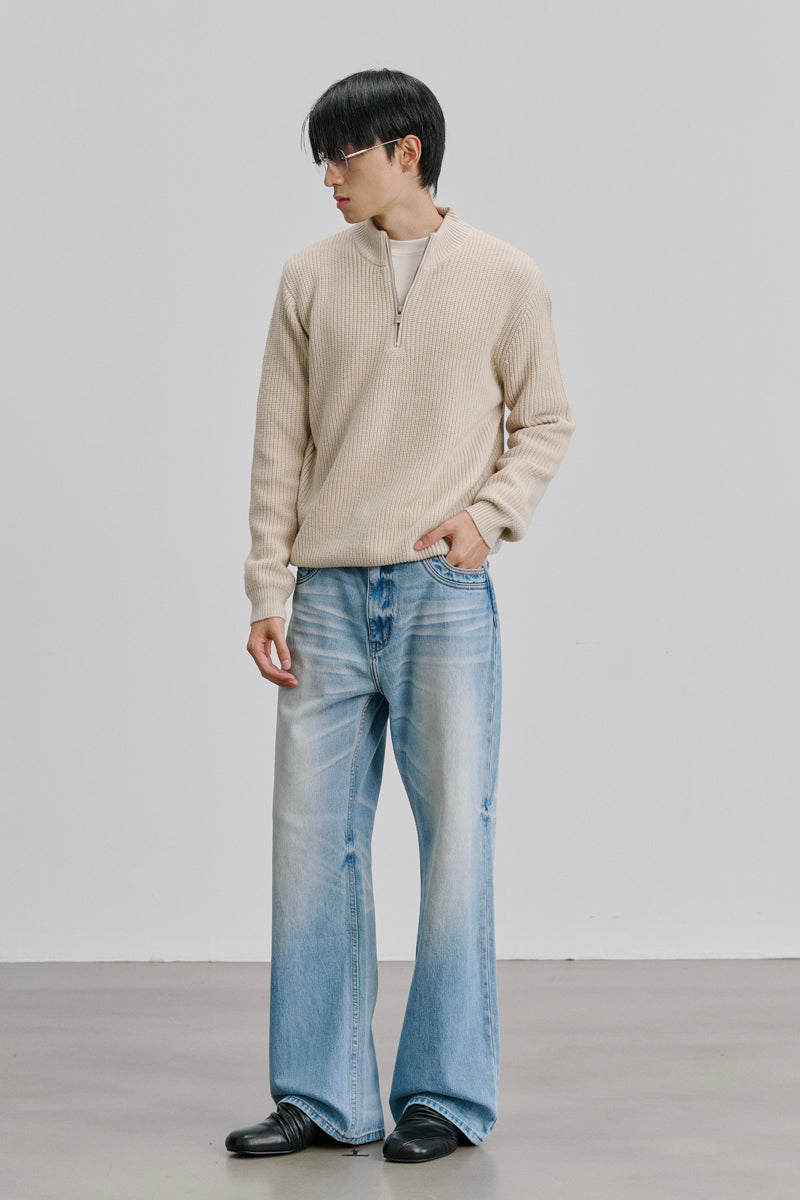 CATSSTAC Sunny Suede-Trimmed Stand-Collar Wool Blend Sweater