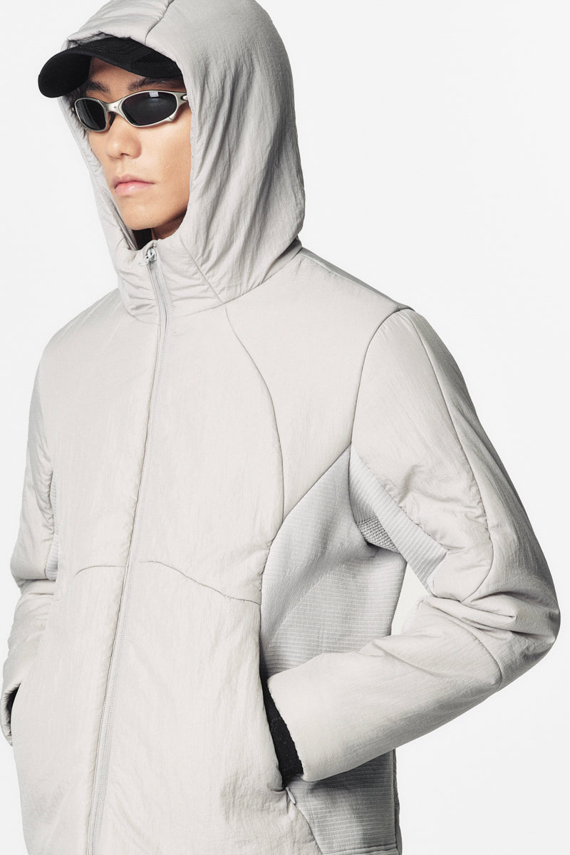 CATSSTAC Mist Wool-Lined Hooded Seamless Knit Puffer Jacket