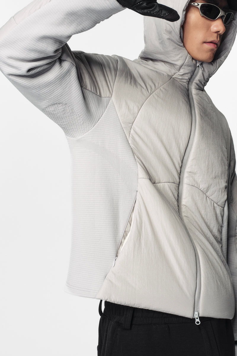 CATSSTAC Mist Wool-Lined Hooded Seamless Knit Puffer Jacket