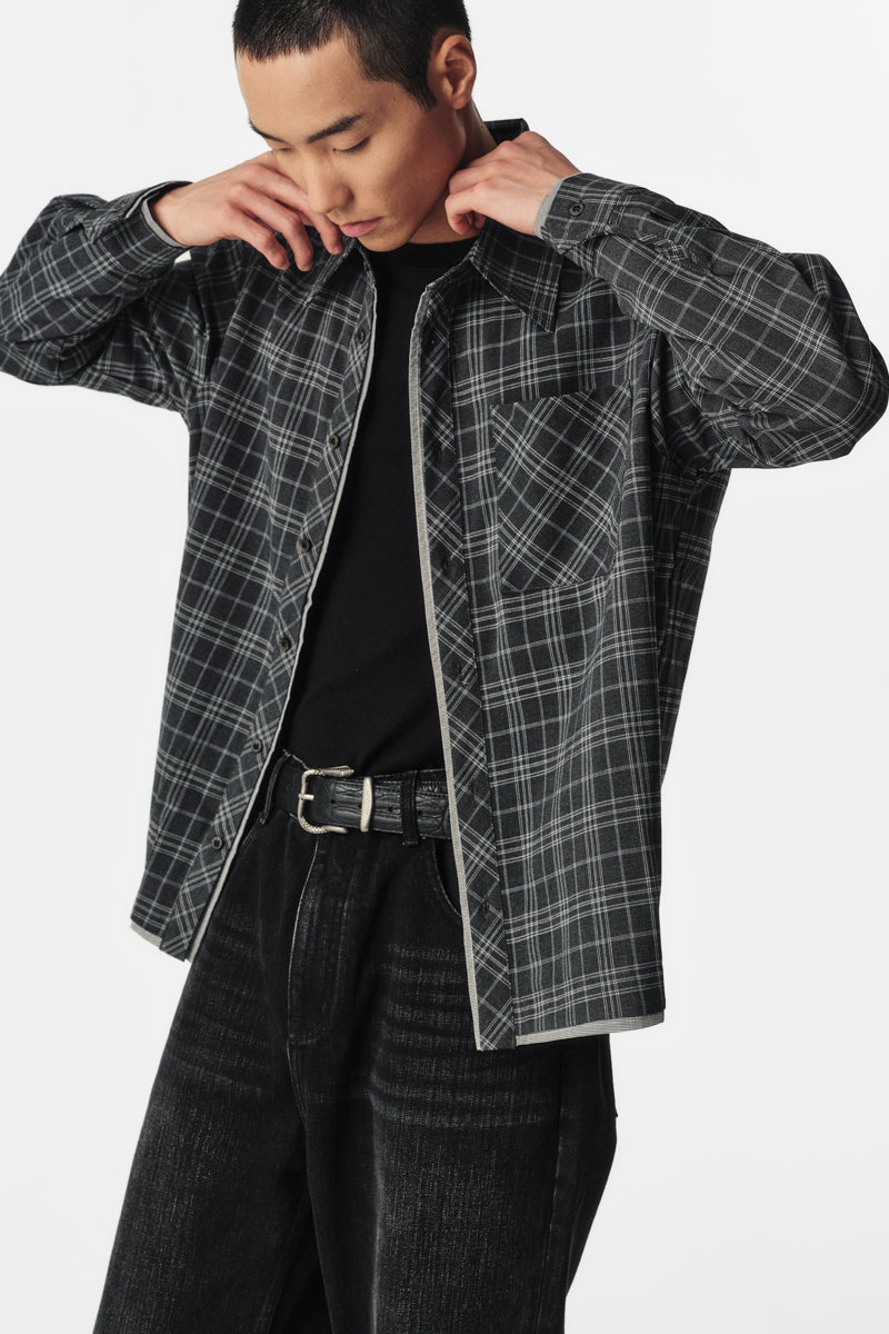CATSSTAC Gray Vacation Plaid Shirt