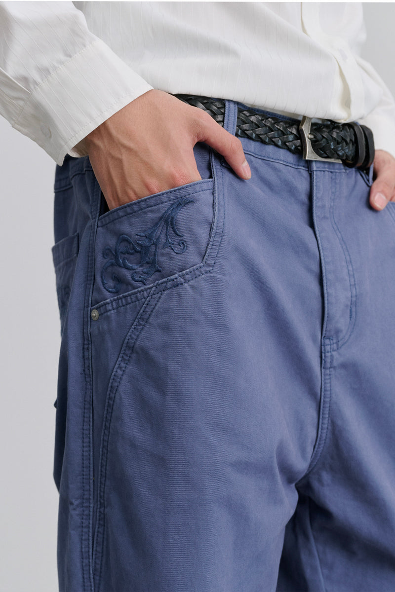 CATSSTAC Embroidered Straight-Leg Washed Work Pants