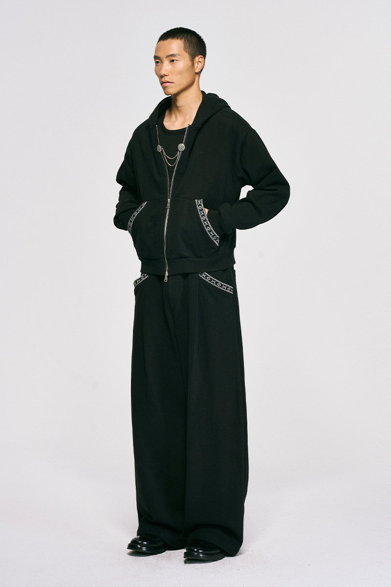 CATSSTAC ribbed zip-up hooded sweatshirt