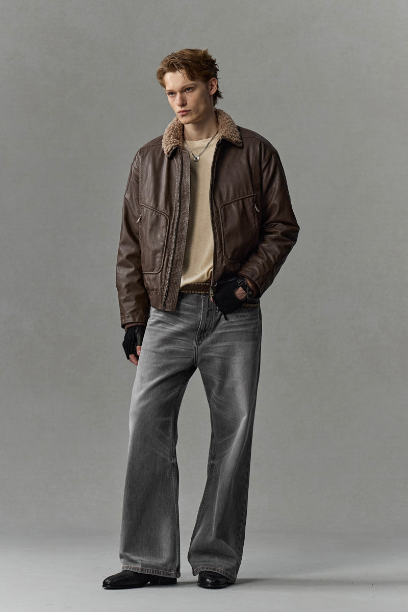 CATSSTAC Safari B2 Wool-Lined Washed Faux Leather Jacket