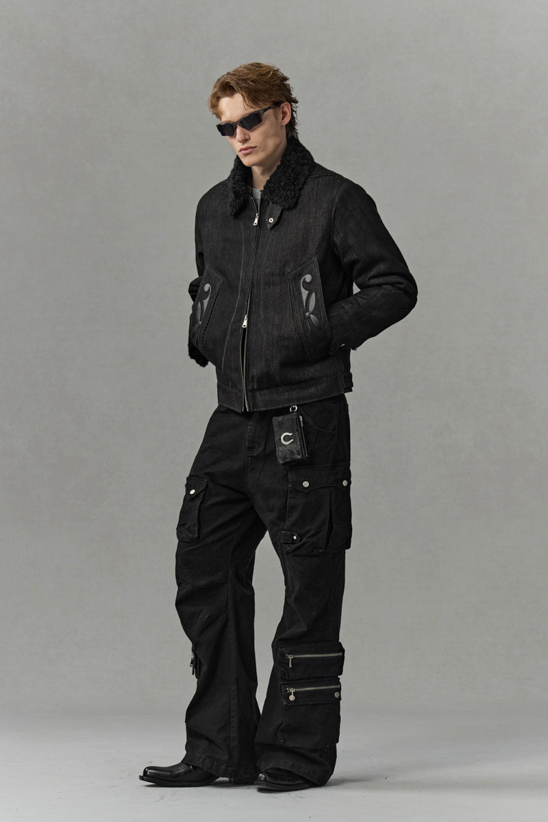 CATSSTAC Vine Applique Heavyweight Denim Sherpa Jacket