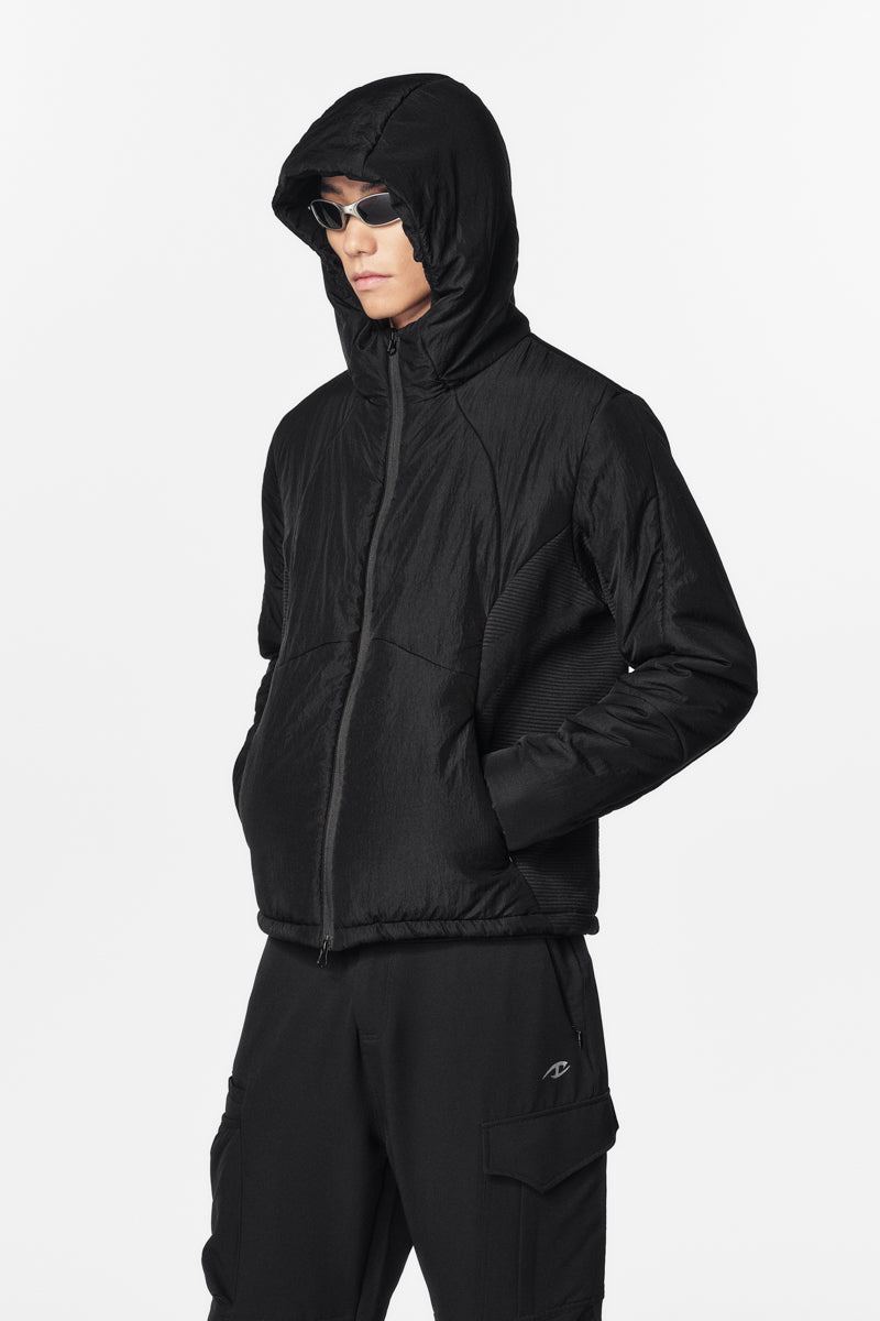 CATSSTAC Mist Wool-Lined Hooded Seamless Knit Puffer Jacket