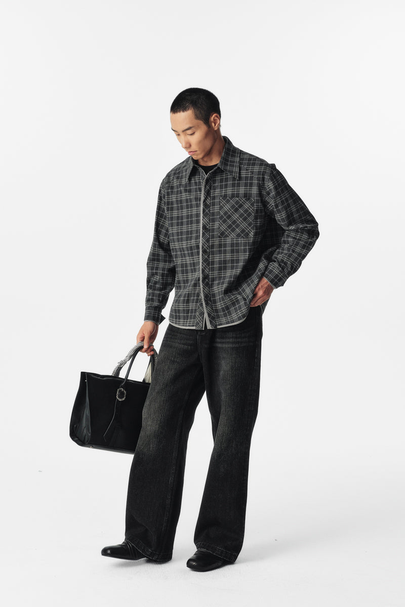 CATSSTAC Gray Vacation Plaid Shirt