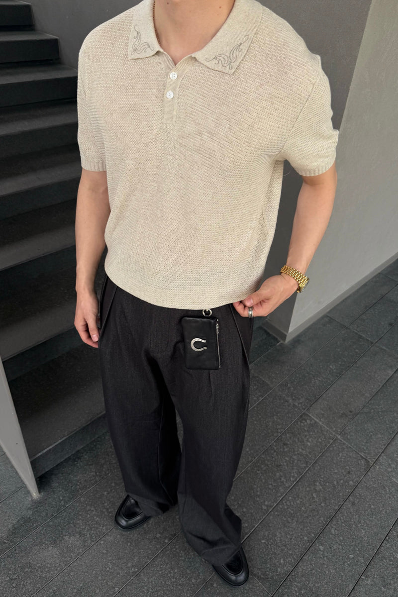 CATSSTAC Short-Sleeve Linen-Lysel Knit Top