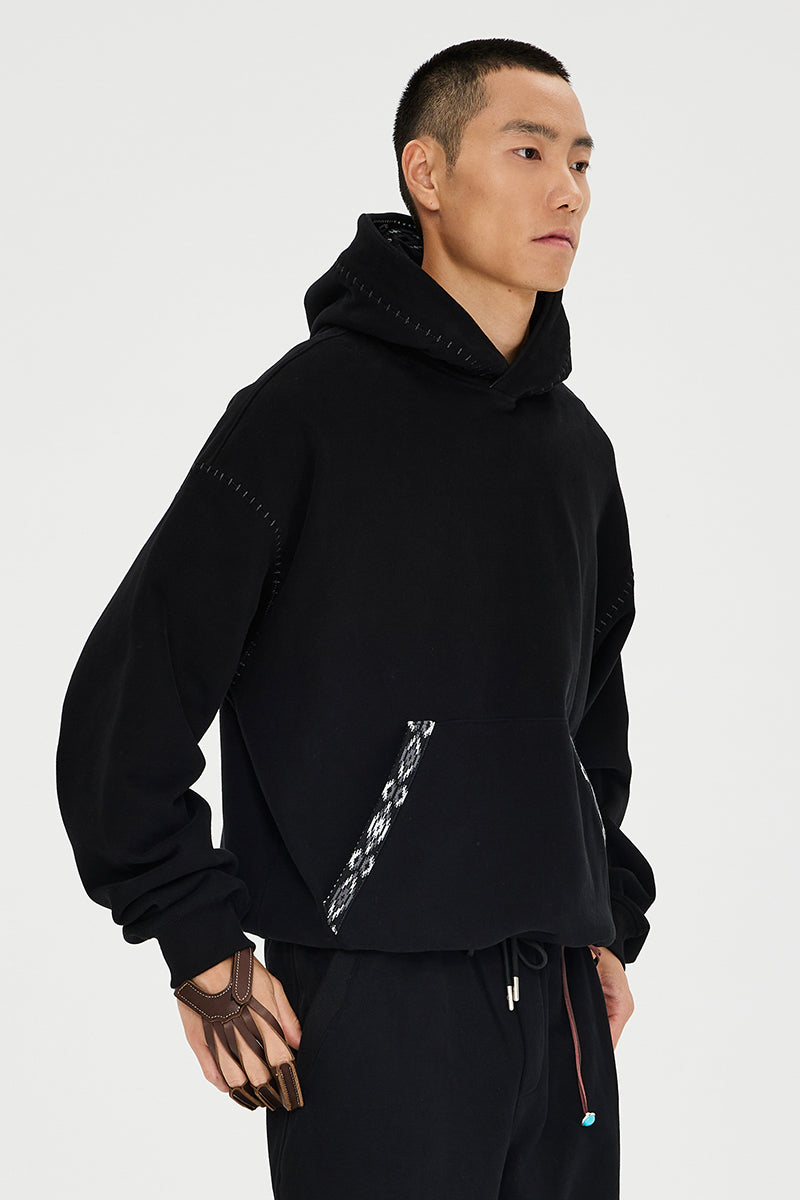 CATSSTAC Ribbed hand-stitched knit hoodie