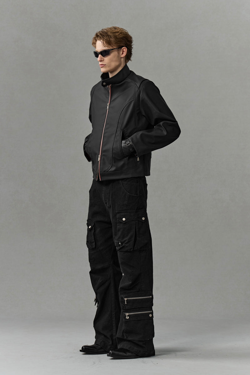 CATSSTAC Red Blade Faux Leather Moto Jacket